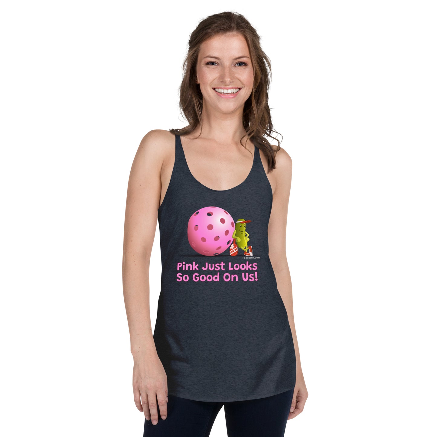 Women's Racerback Pickleball Tank Top - Resting Pickleball - "Pink Looks So Good..." #pink - DocDink.com