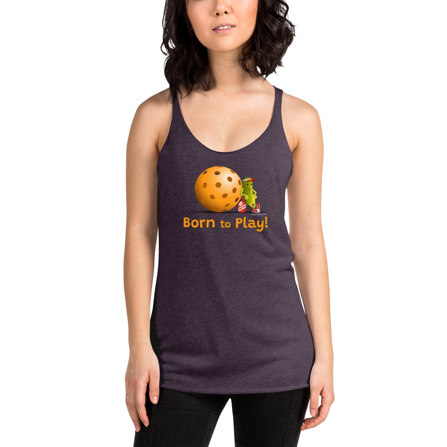 Women's Racerback Pickleball Tank Top - Resting Pickleball - "Born to Play" - DocDink.com