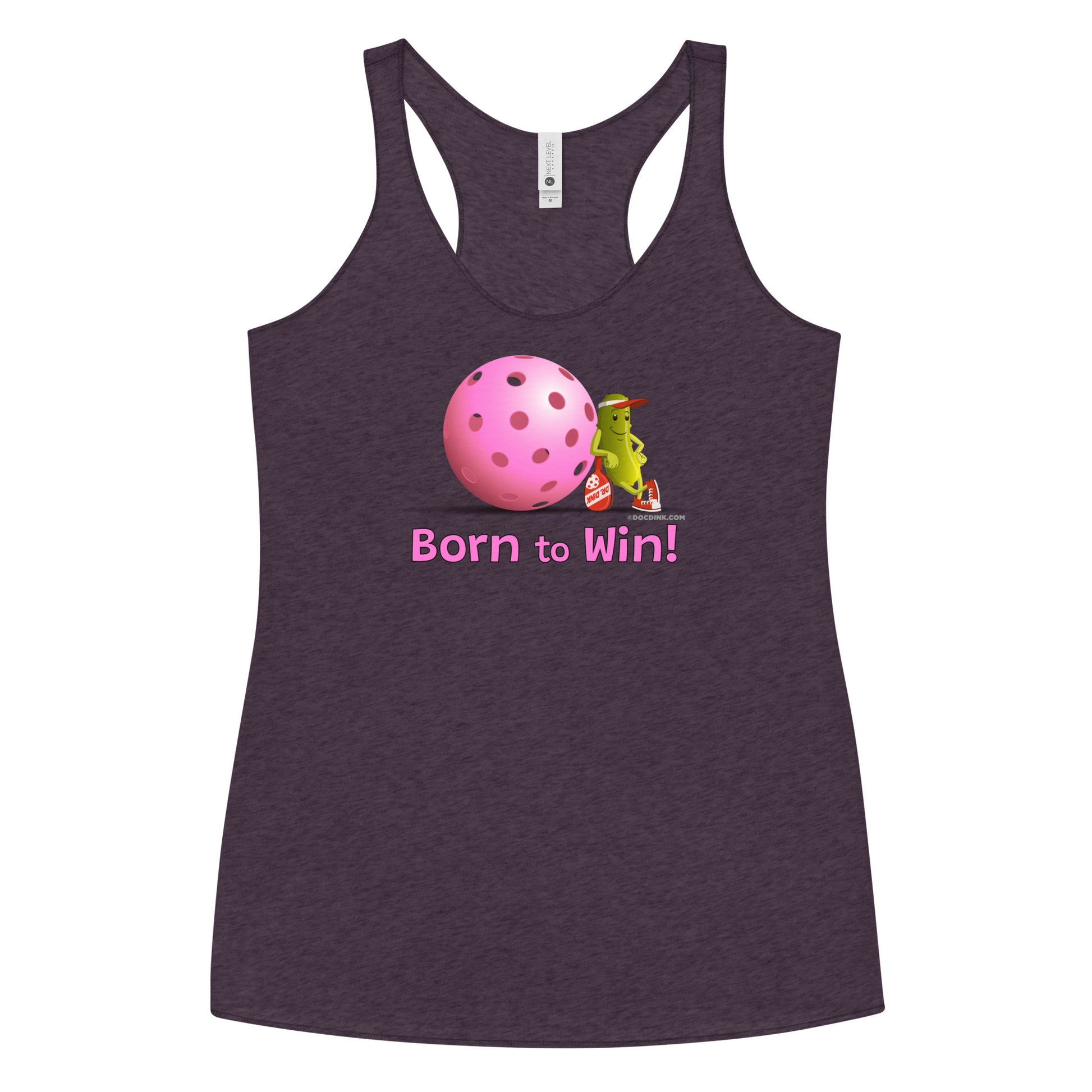 Women's Racerback Pickleball Tank Top - Resting Pickleball - "Born to Win" #pink - DocDink.com