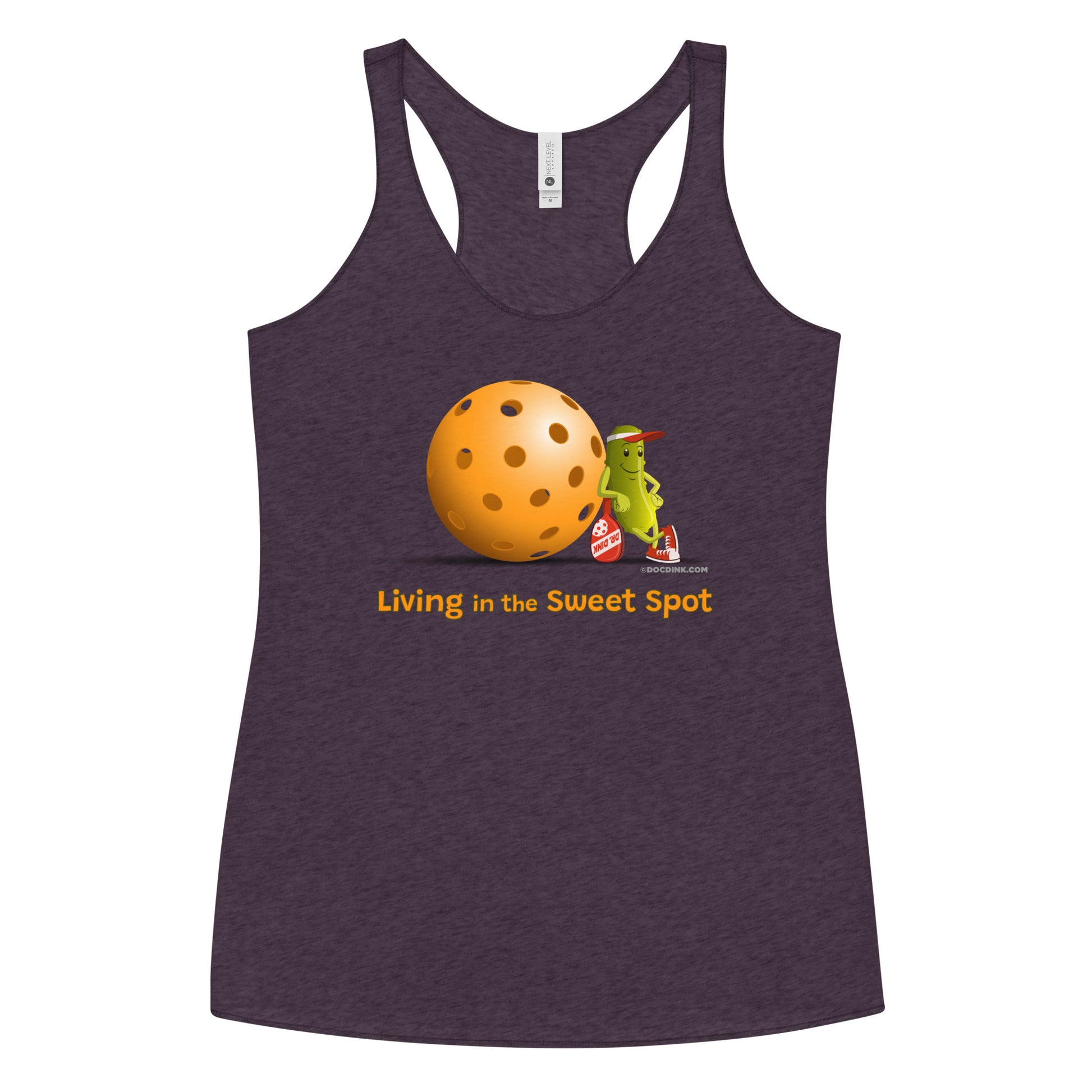 Women's Racerback Pickleball Tank Top - Resting Pickleball - "Living in the Sweet Spot" - DocDink.com