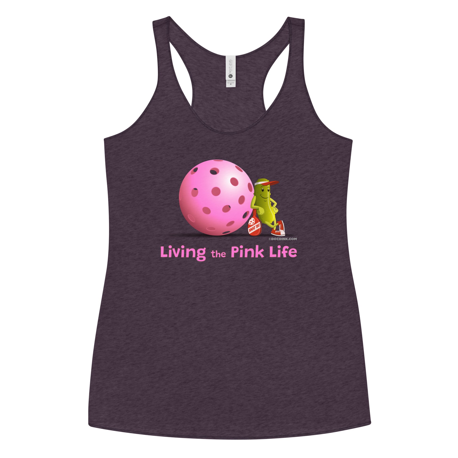 Women's Racerback Pickleball Tank Top - Resting Pickleball - "Living the Pink Life" #pink - DocDink.com