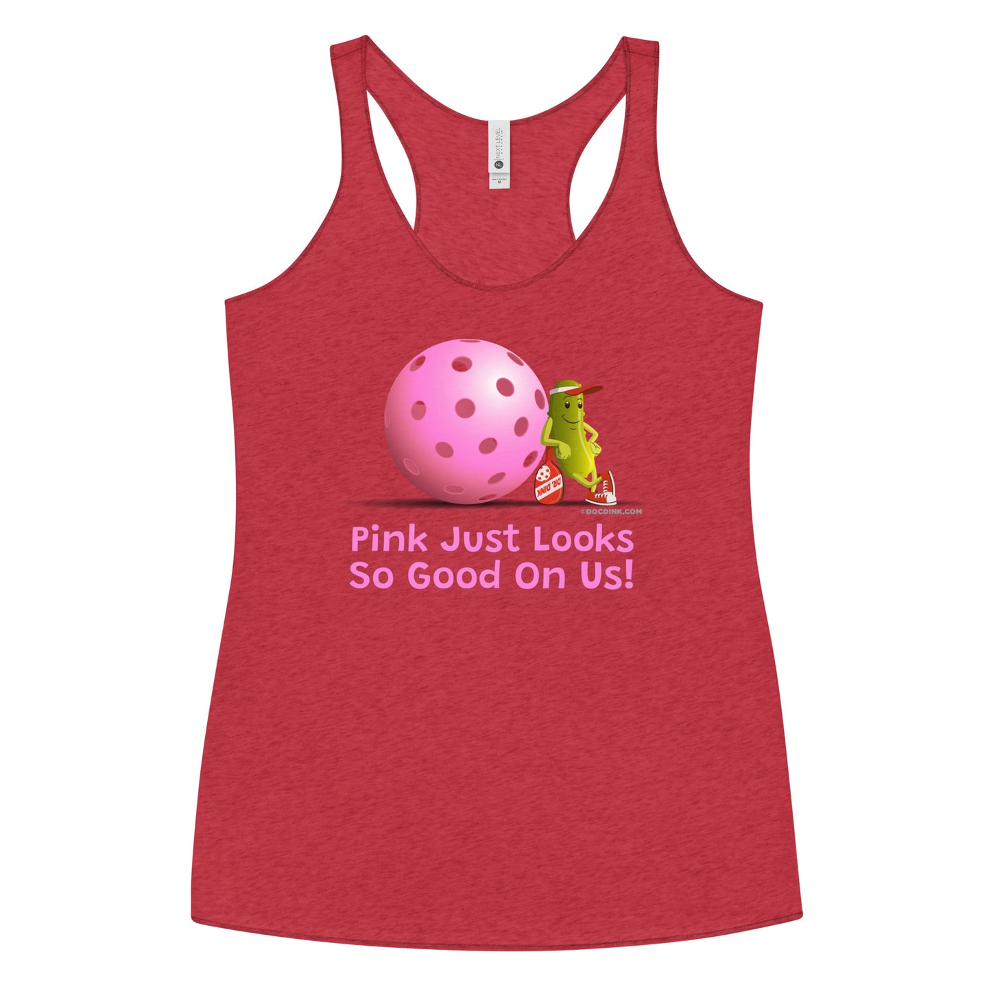 Women's Racerback Pickleball Tank Top - Resting Pickleball - "Pink Looks So Good..." #pink - DocDink.com