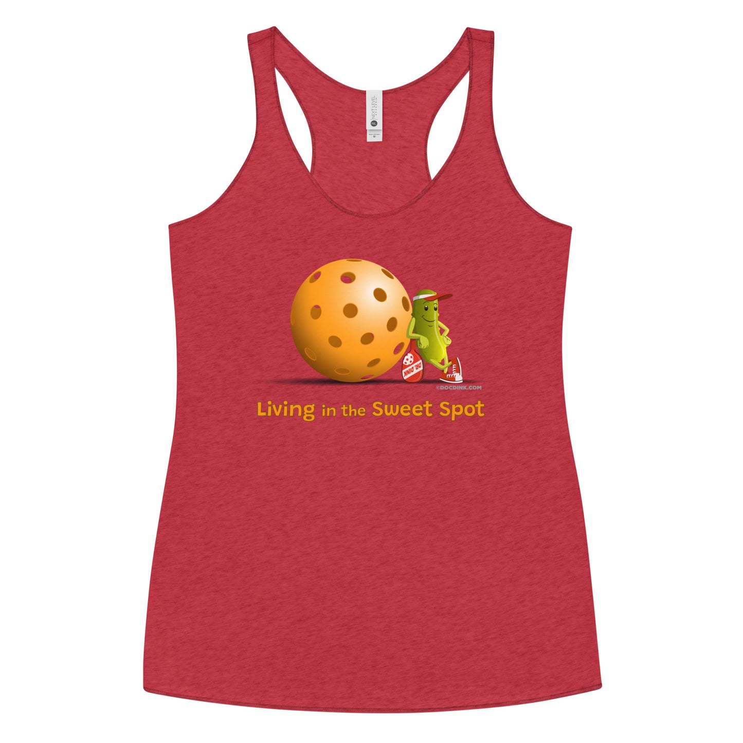 Women's Racerback Pickleball Tank Top - Resting Pickleball - "Living in the Sweet Spot" - DocDink.com