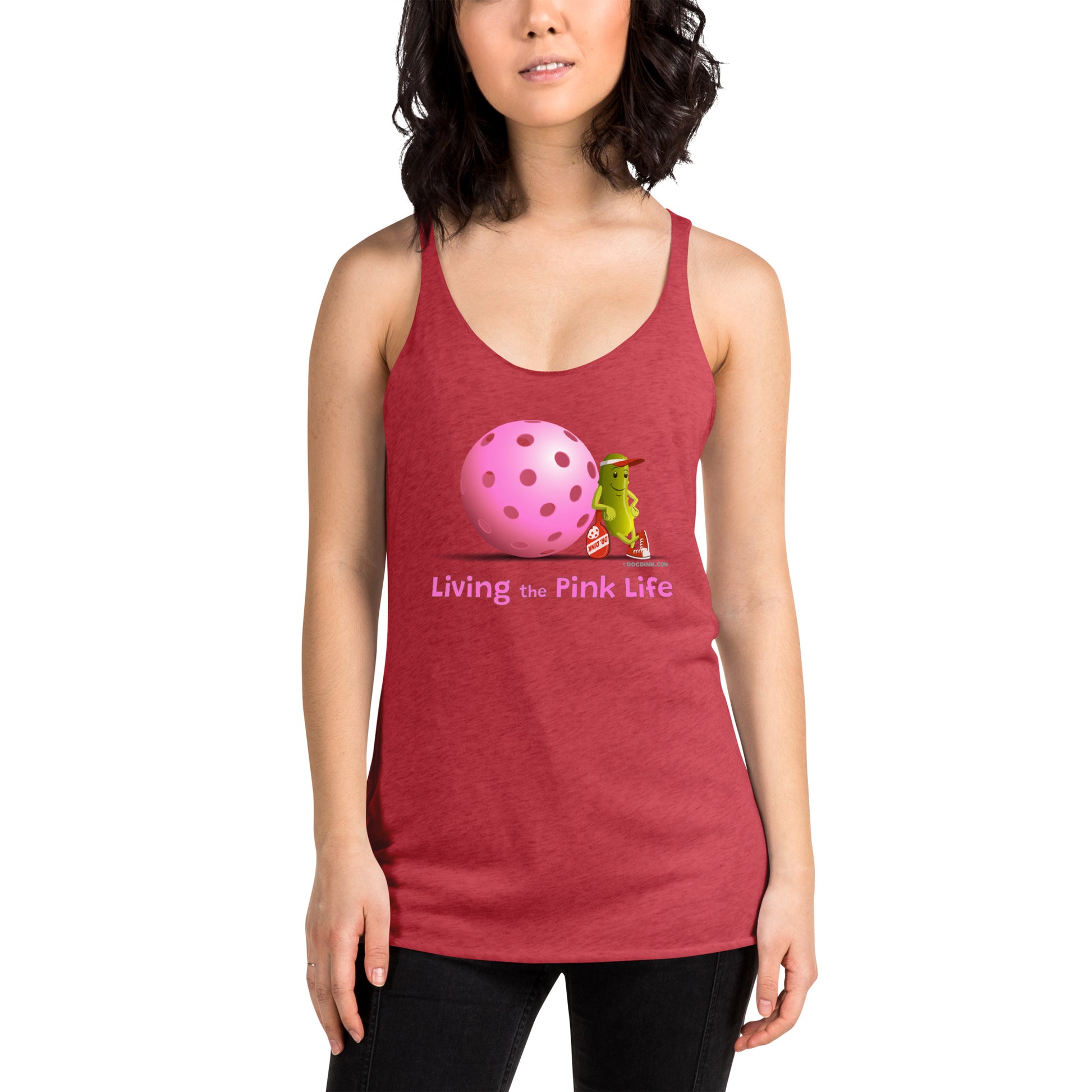 Women's Racerback Pickleball Tank Top - Resting Pickleball - "Living the Pink Life" #pink - DocDink.com