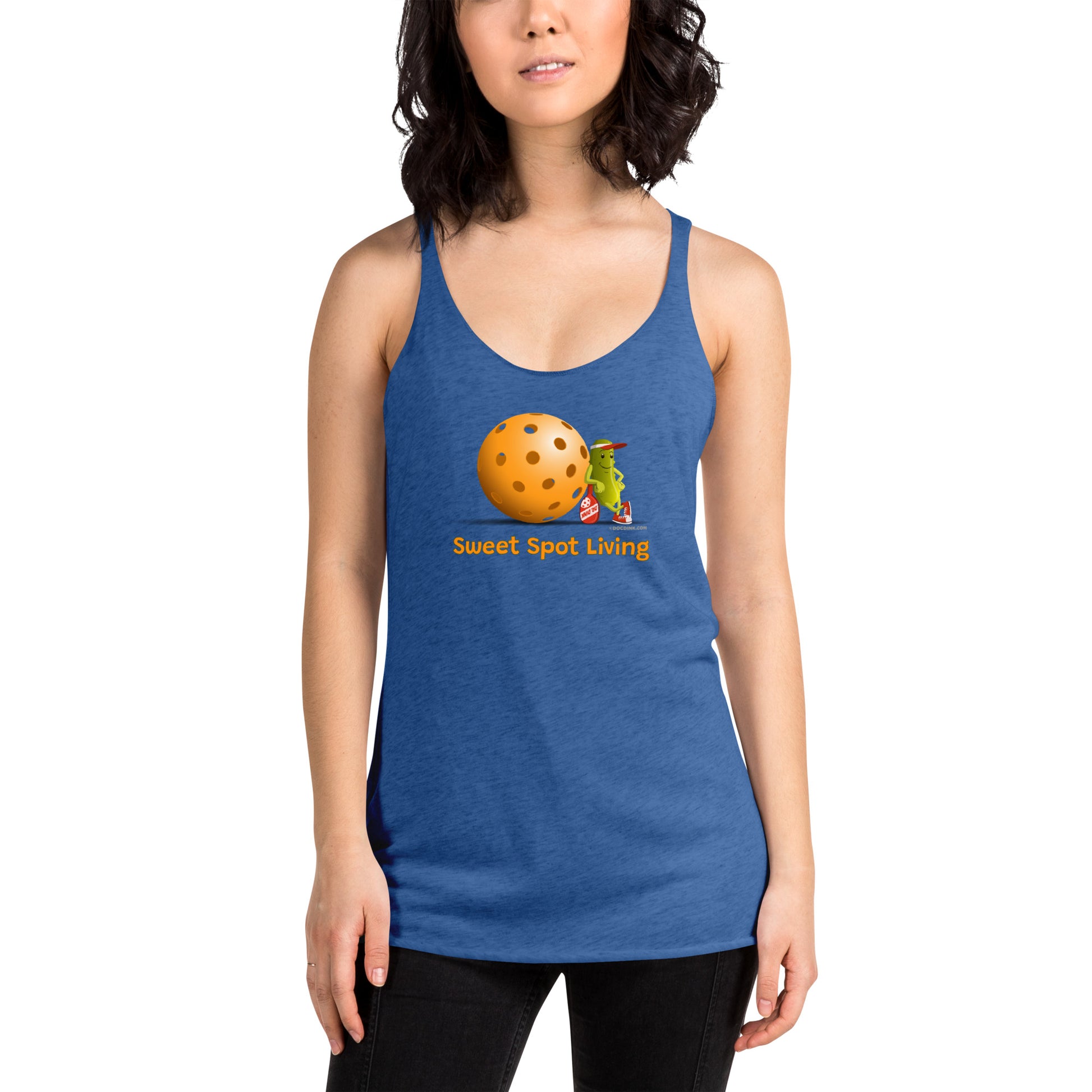 Women's Racerback Pickleball Tank Top - Resting Pickleball - "Sweet Spot Living" - DocDink.com