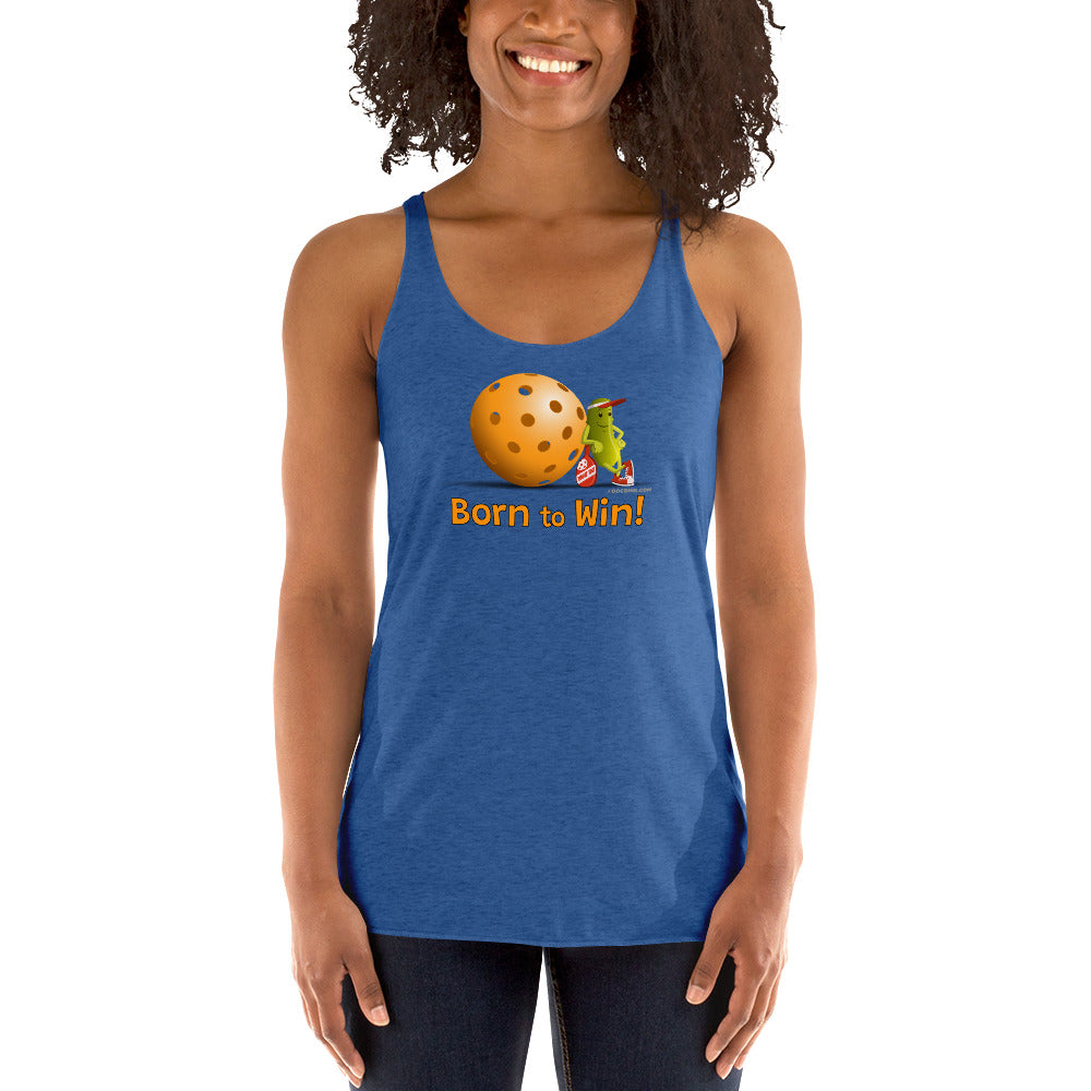 Women's Racerback Pickleball Tank Top - Resting Pickleball - "Born to Win" - DocDink.com