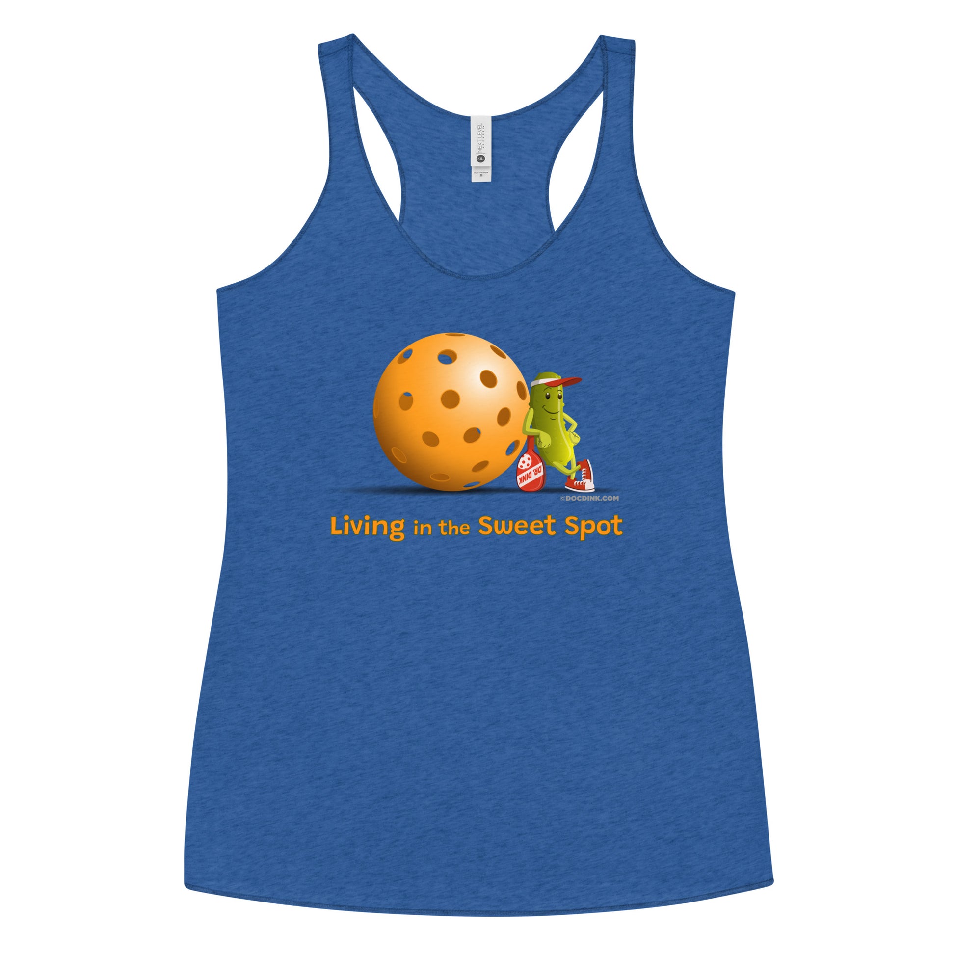 Women's Racerback Pickleball Tank Top - Resting Pickleball - "Living in the Sweet Spot" - DocDink.com