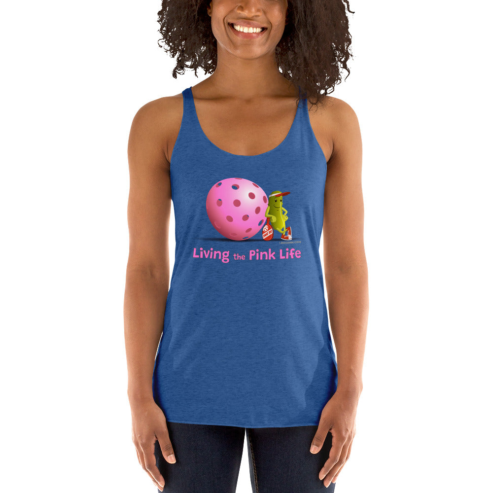 Women's Racerback Pickleball Tank Top - Resting Pickleball - "Living the Pink Life" #pink - DocDink.com