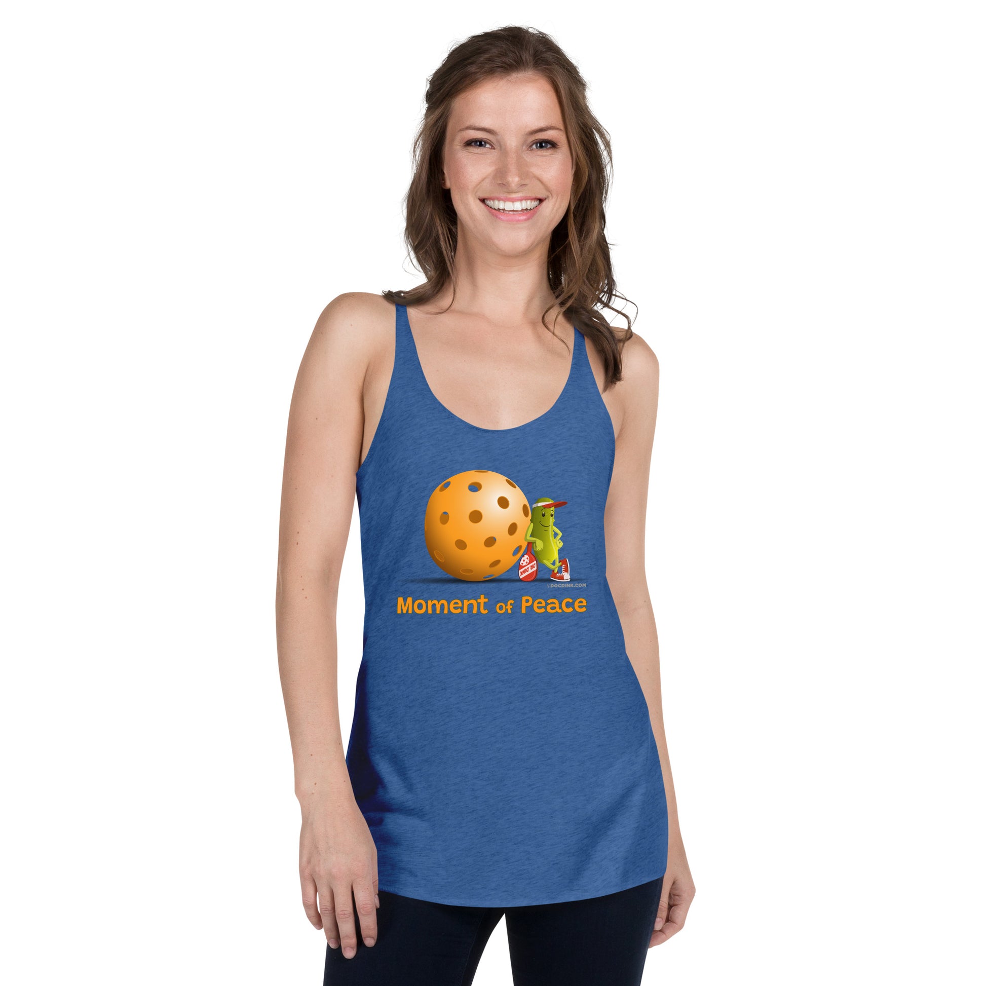 Women's Racerback Pickleball Tank Top - Resting Pickleball - "Moment of Peace" - DocDink.com