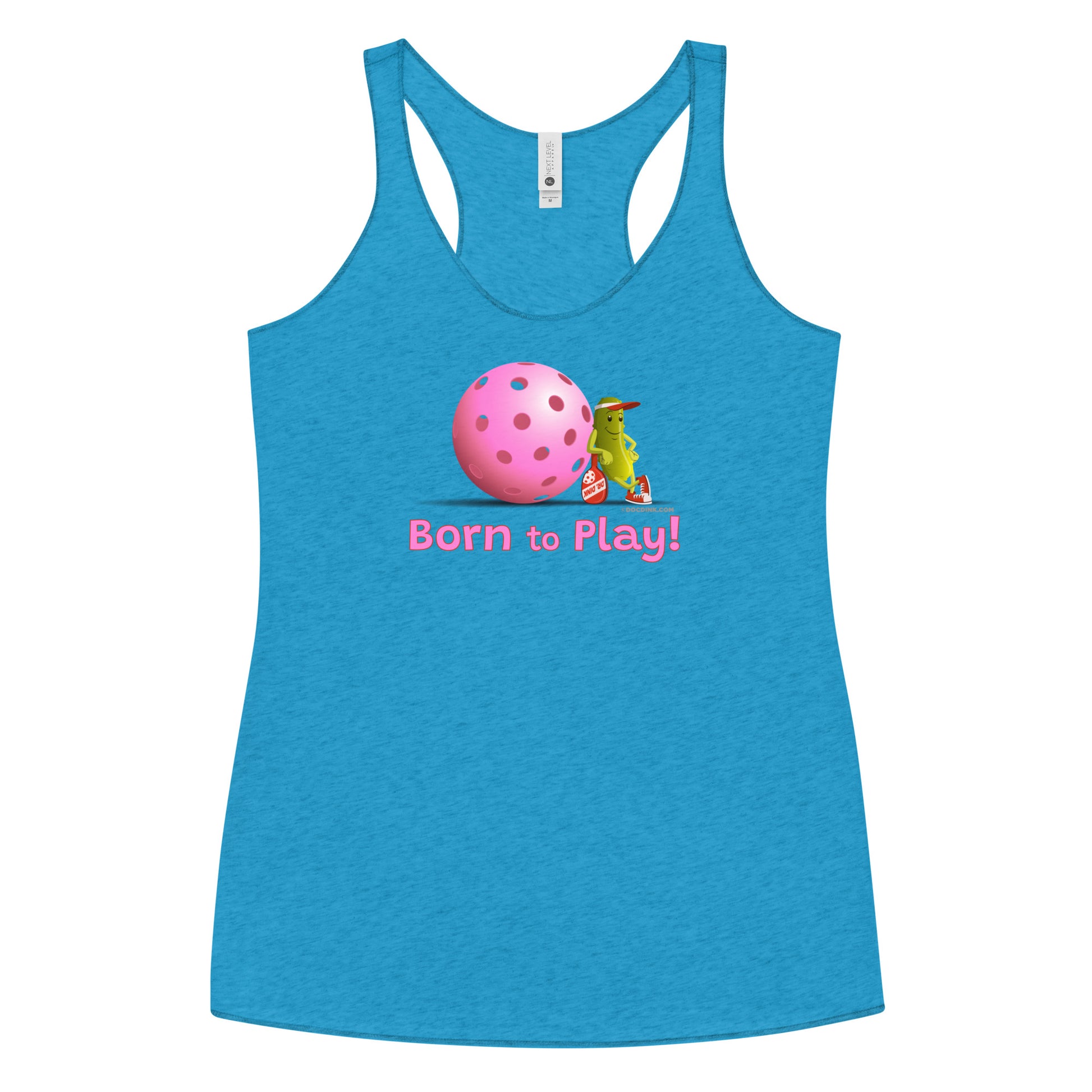 Women's Racerback Pickleball Tank Top - Resting Pickleball - "Born to Play" #pink - DocDink.com