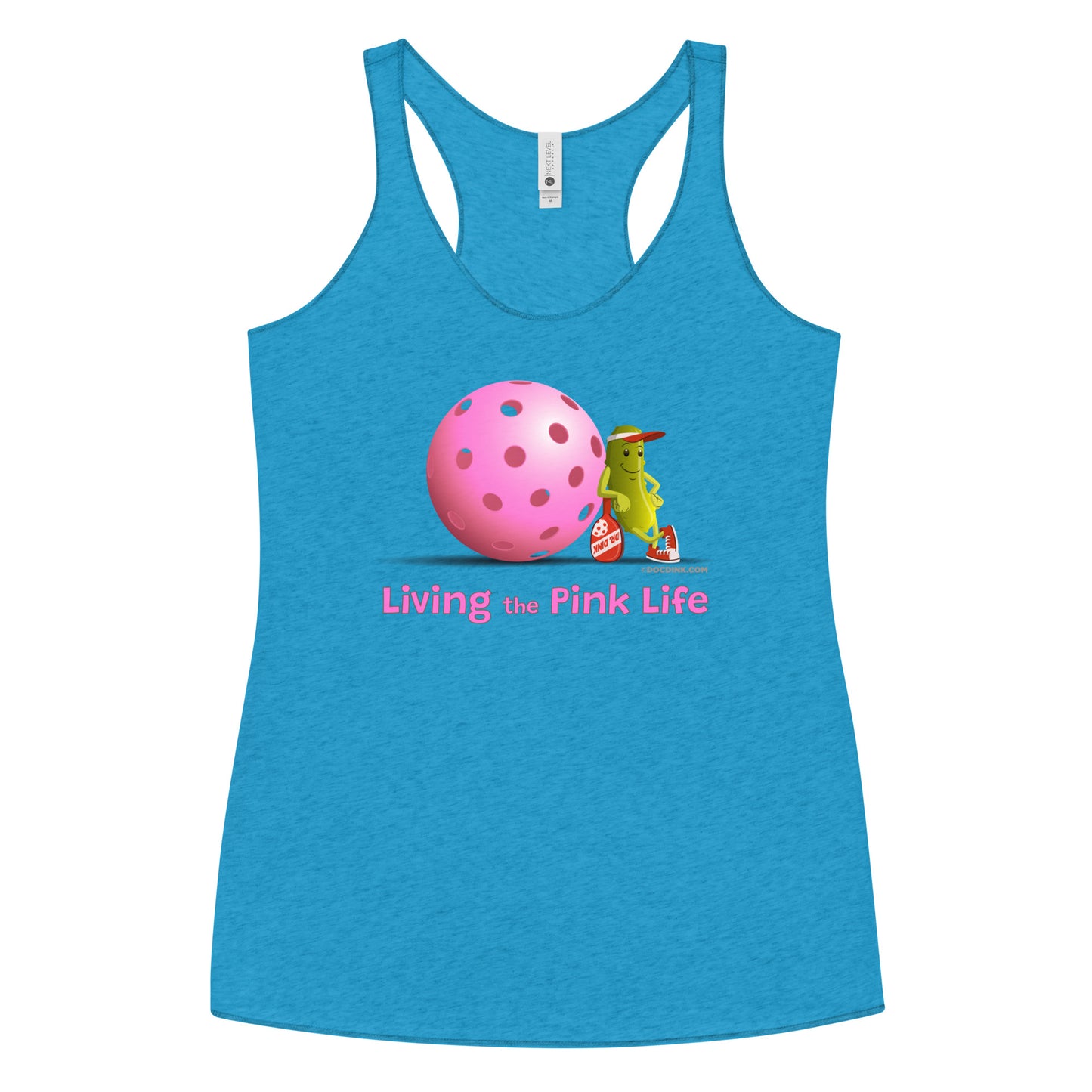 Women's Racerback Pickleball Tank Top - Resting Pickleball - "Living the Pink Life" #pink - DocDink.com