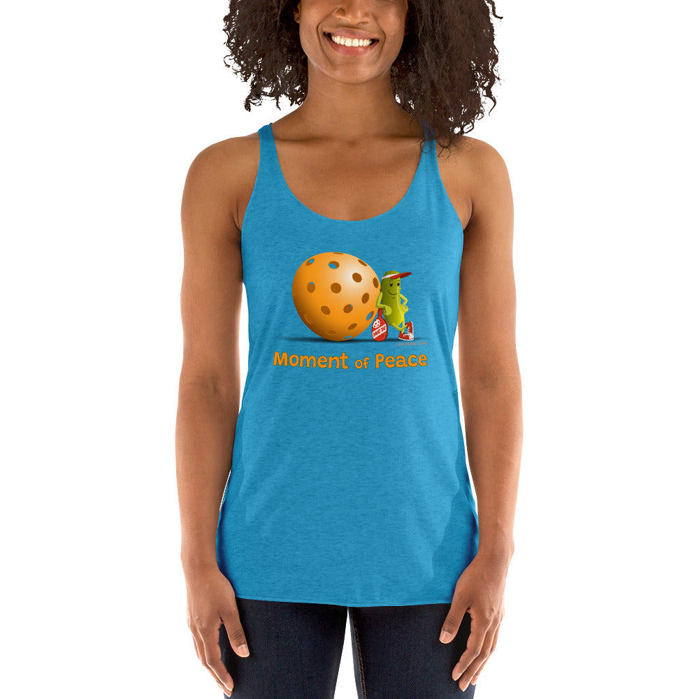 Women's Racerback Pickleball Tank Top - Resting Pickleball - "Moment of Peace" - DocDink.com