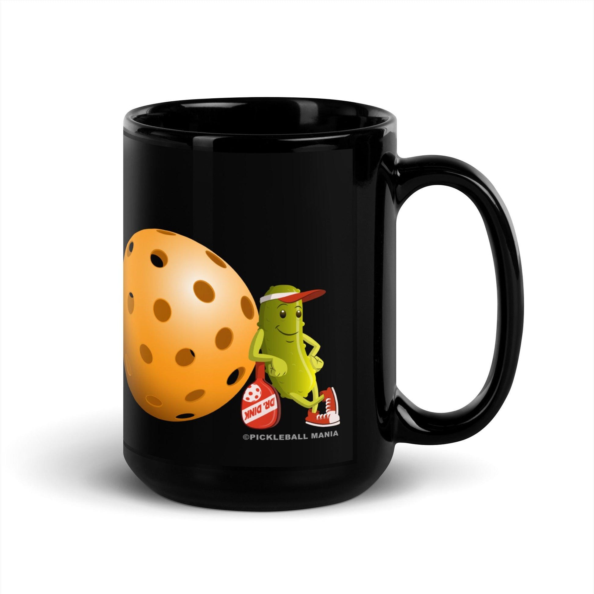 Black Glossy Pickleball Mug - Just Resting - DocDink.com