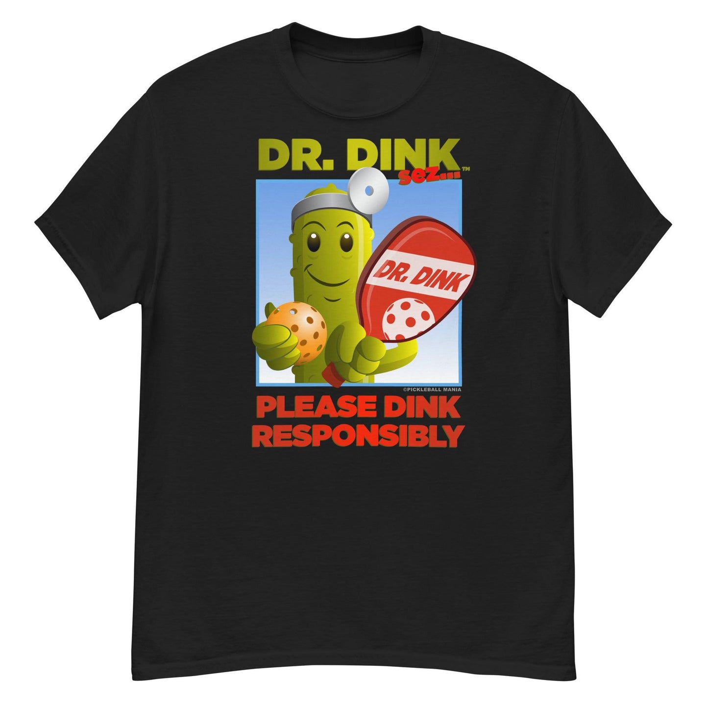 Unisex 100% Cotton Pickleball T-Shirt - "Please Dink Responsibly!" - DocDink.com