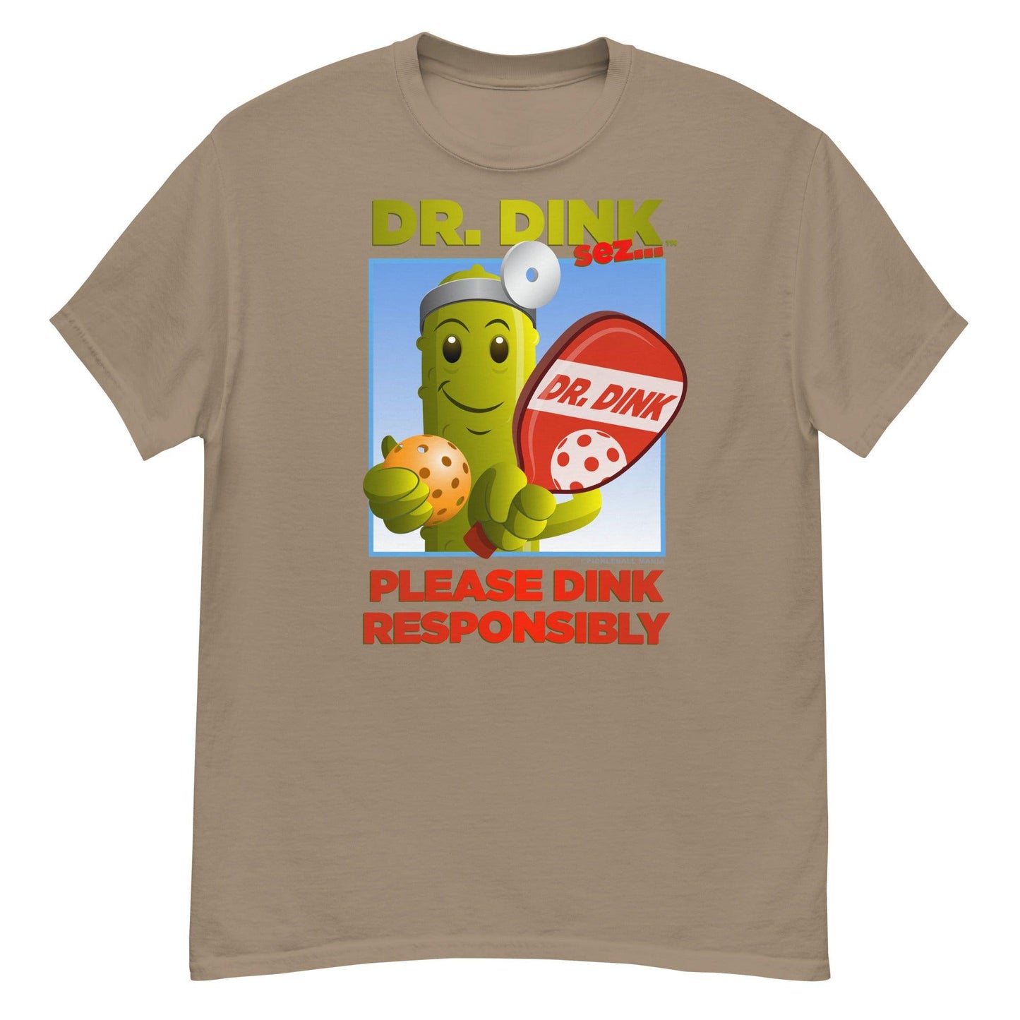 Unisex 100% Cotton Pickleball T-Shirt - "Please Dink Responsibly!" - DocDink.com