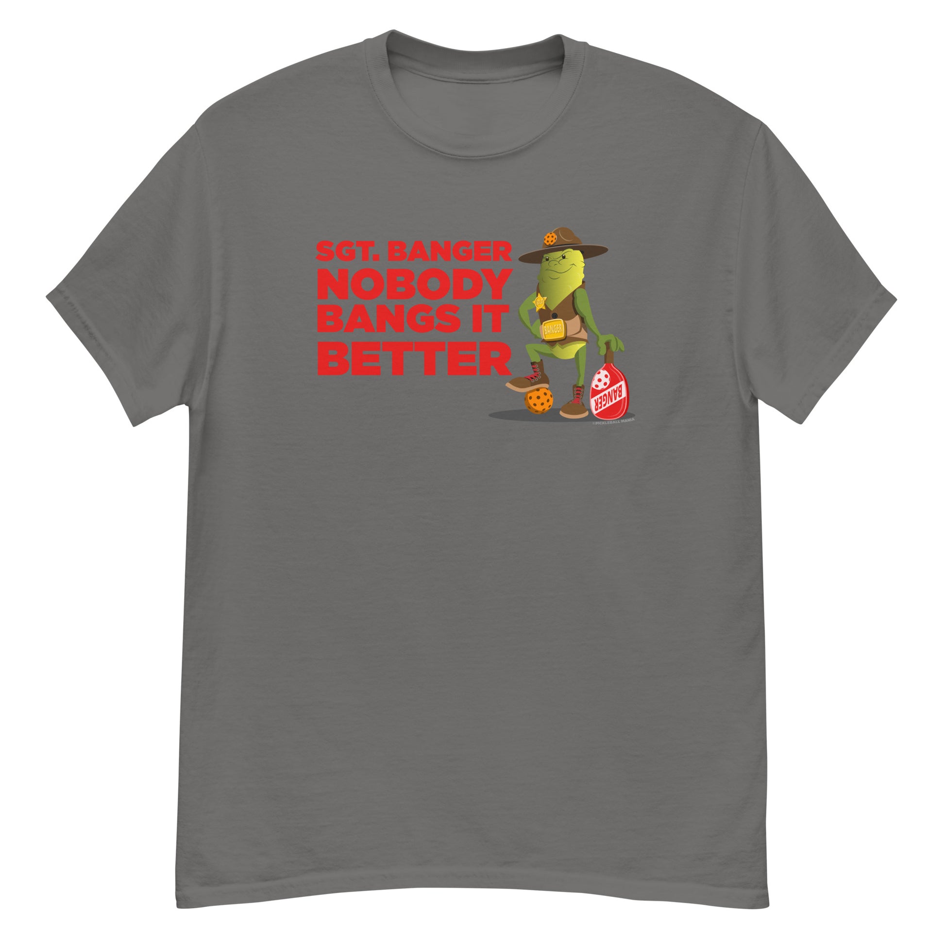 100% Cotton Pickleball T-Shirt - "Nobody Bangs it Better!" - DocDink.com