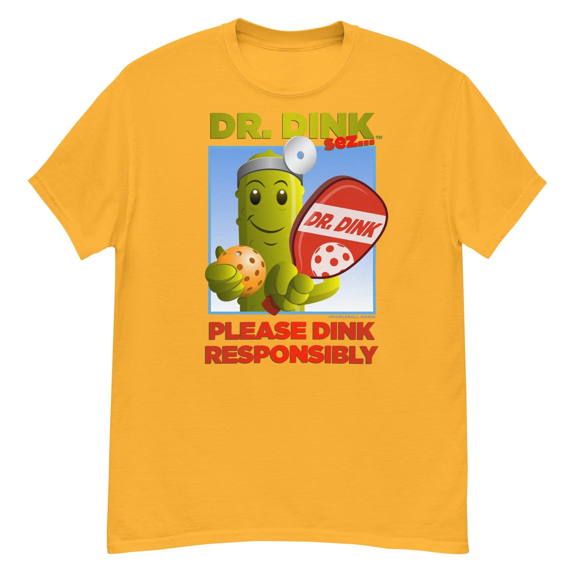 Unisex 100% Cotton Pickleball T-Shirt - "Please Dink Responsibly!" - DocDink.com