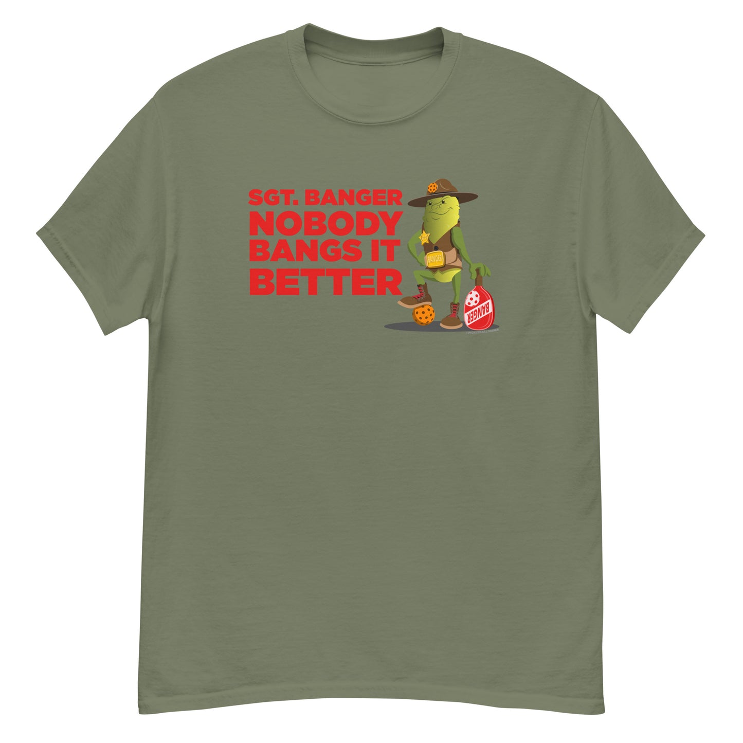 100% Cotton Pickleball T-Shirt - "Nobody Bangs it Better!" - DocDink.com