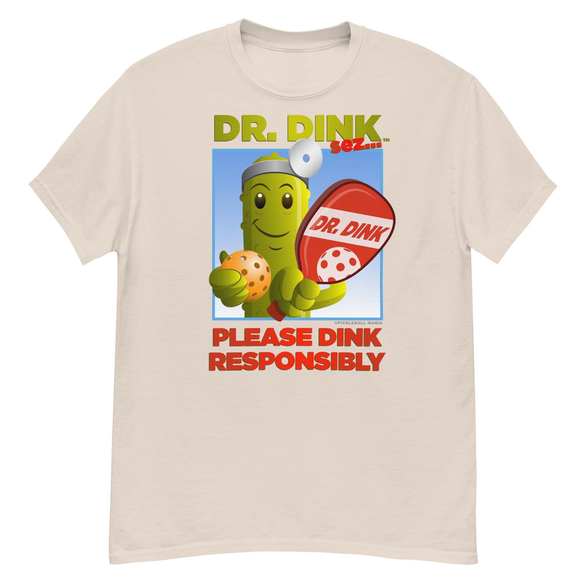 Unisex 100% Cotton Pickleball T-Shirt - "Please Dink Responsibly!" - DocDink.com