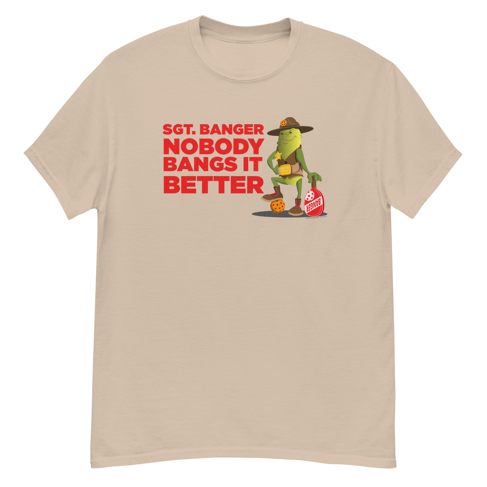 100% Cotton Pickleball T-Shirt - "Nobody Bangs it Better!" - DocDink.com