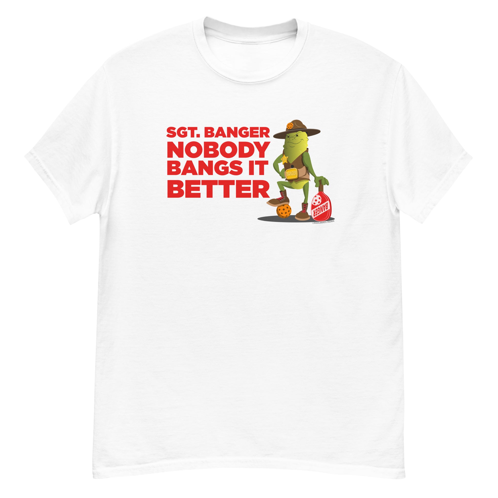 100% Cotton Pickleball T-Shirt - "Nobody Bangs it Better!" - DocDink.com