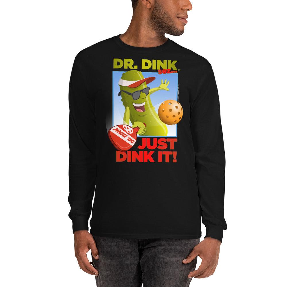 100% Cotton Long Sleeve Pickleball T-Shirt - "Just Dink It!" - DocDink.com