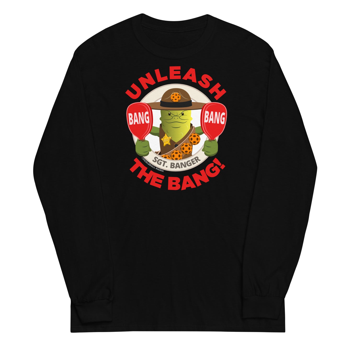 100% Cotton Long Sleeve Pickleball T-Shirt - "Unleash the Bang!" - DocDink.com