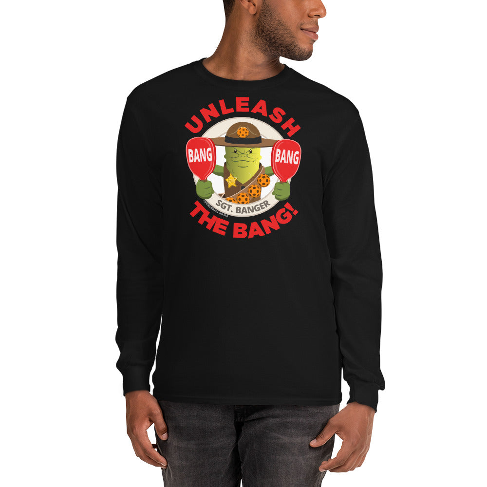 100% Cotton Long Sleeve Pickleball T-Shirt - "Unleash the Bang!" - DocDink.com