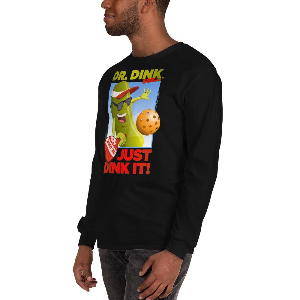 100% Cotton Long Sleeve Pickleball T-Shirt - "Just Dink It!" - DocDink.com