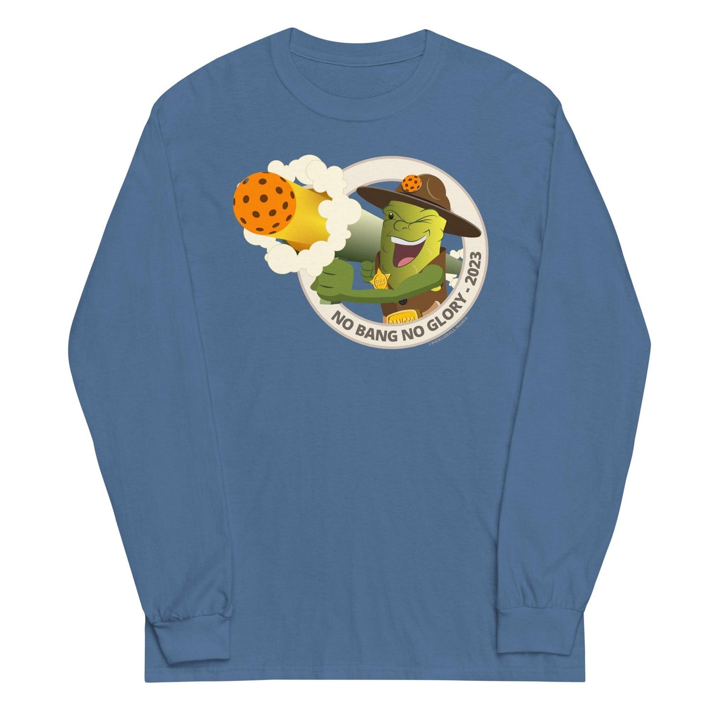 100% Cotton Long Sleeve Pickleball T-Shirt - "No Bang, No Glory" - DocDink.com