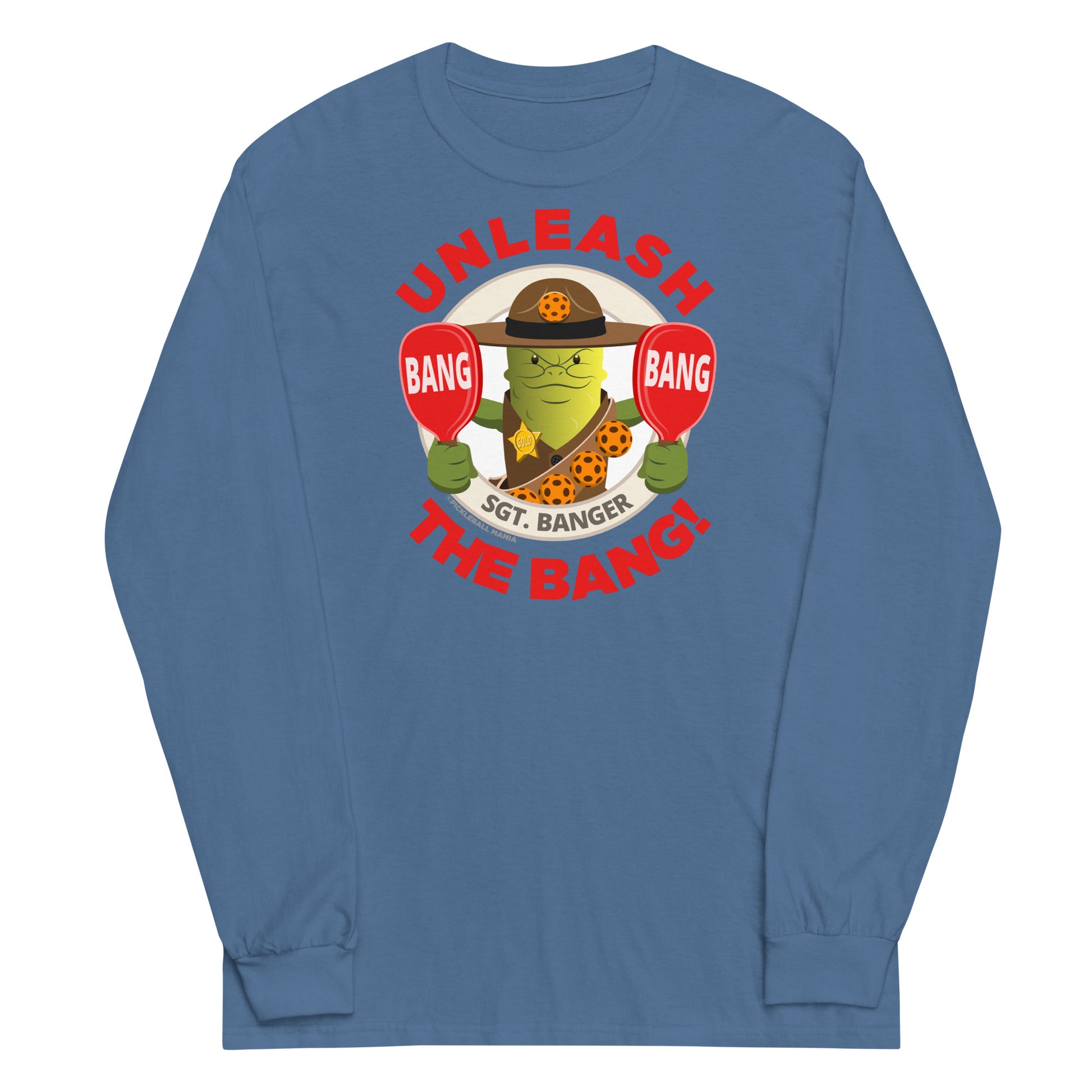 100% Cotton Long Sleeve Pickleball T-Shirt - "Unleash the Bang!" - DocDink.com