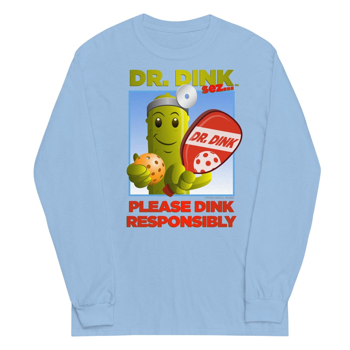 100% Cotton Long Sleeve Pickleball T-Shirt - "Please Dink Responsibly!" - DocDink.com