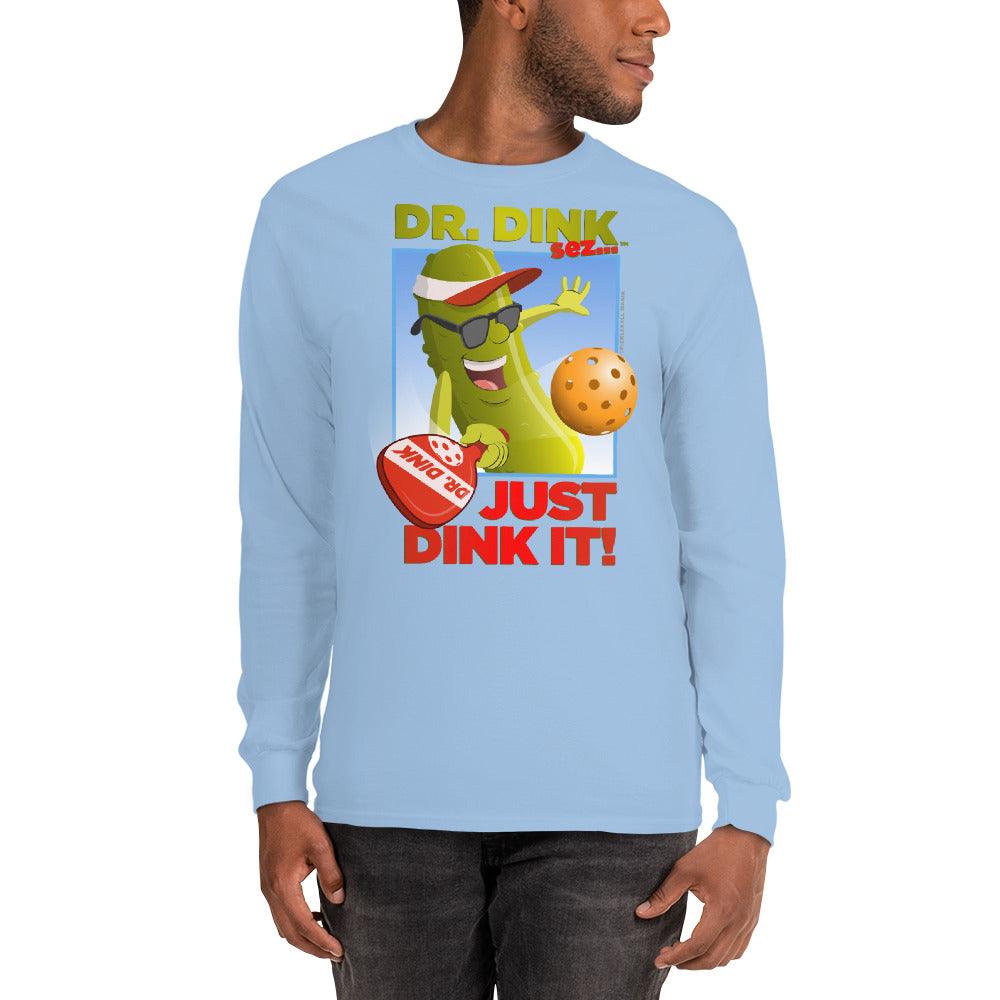 100% Cotton Long Sleeve Pickleball T-Shirt - "Just Dink It!" - DocDink.com