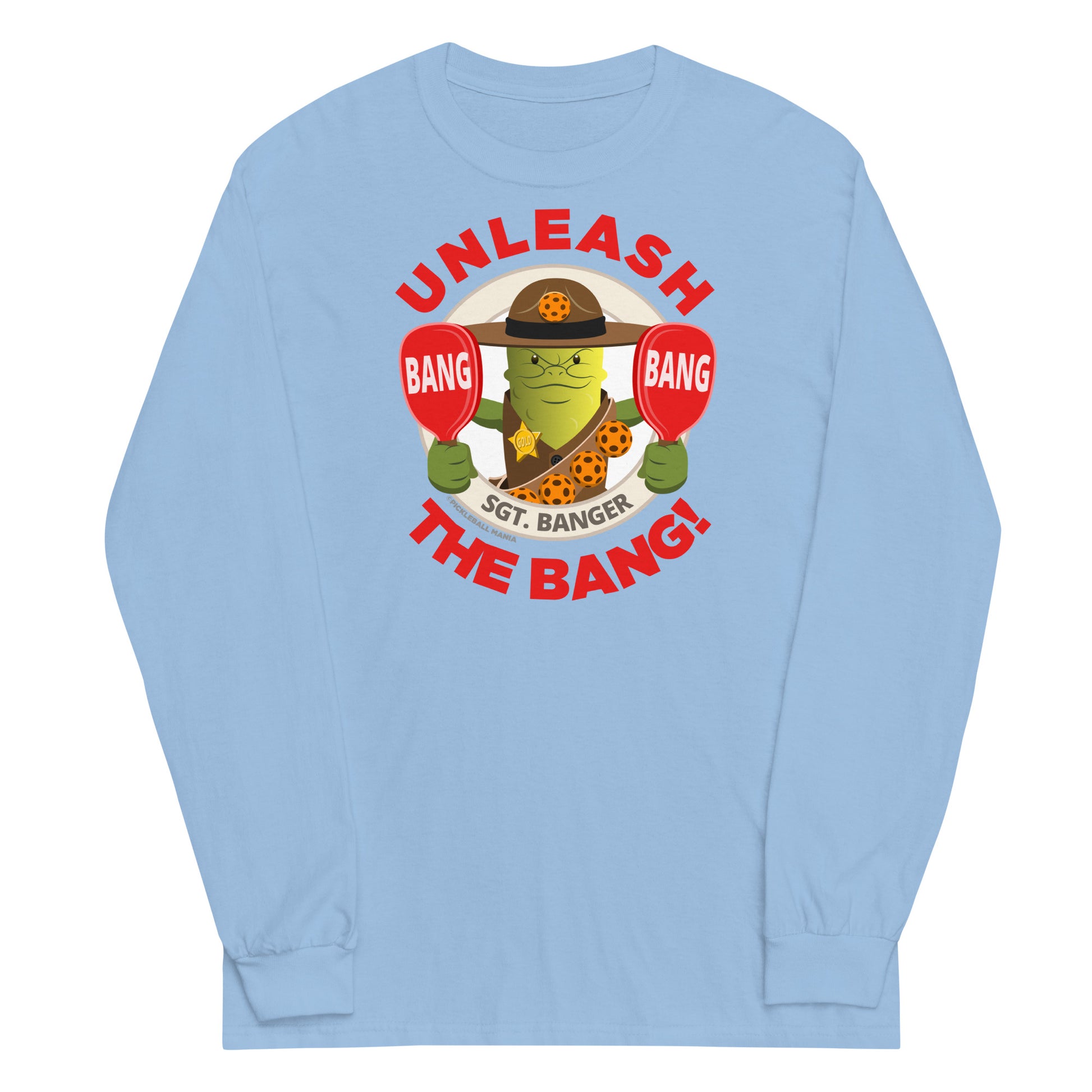 100% Cotton Long Sleeve Pickleball T-Shirt - "Unleash the Bang!" - DocDink.com