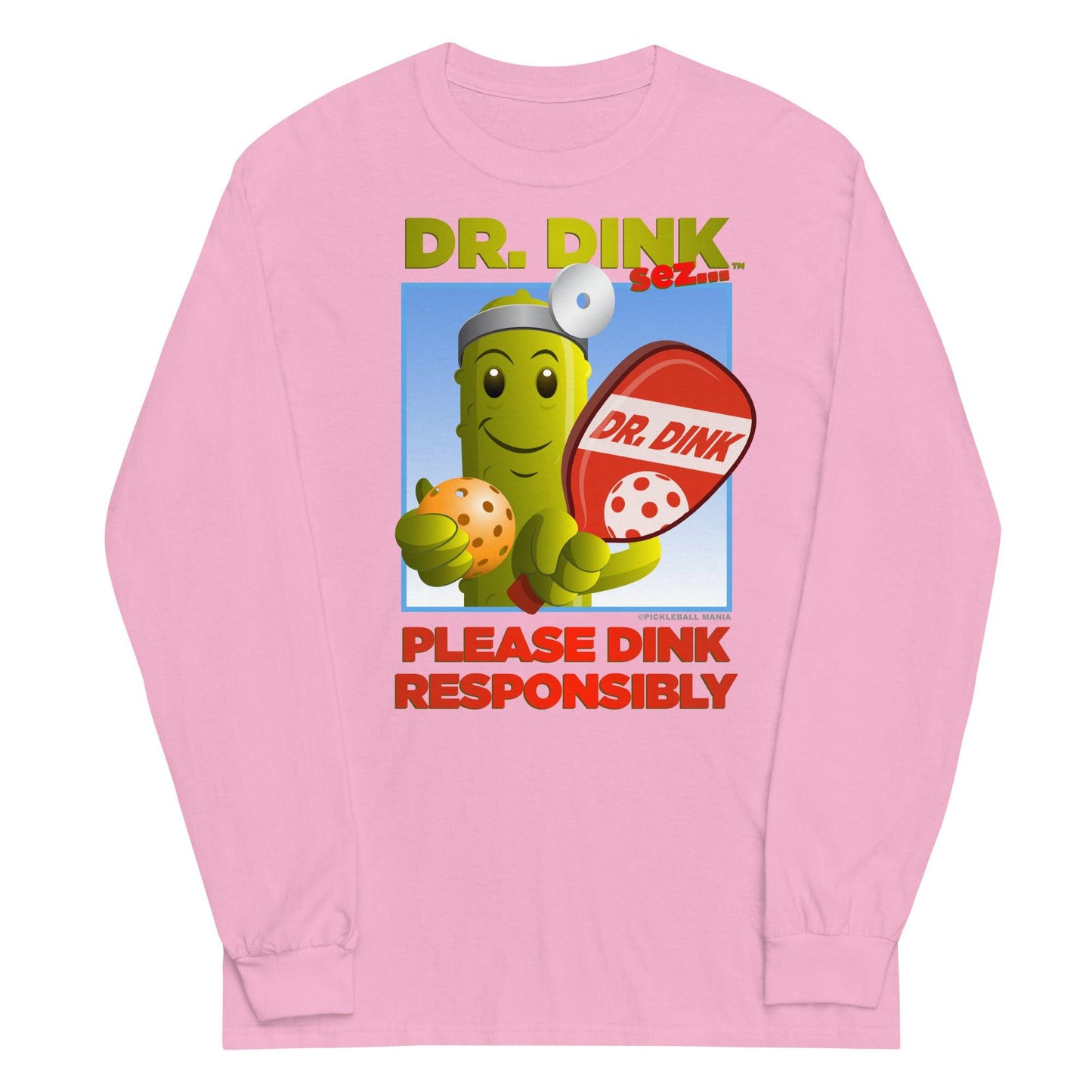 100% Cotton Long Sleeve Pickleball T-Shirt - "Please Dink Responsibly!" - DocDink.com