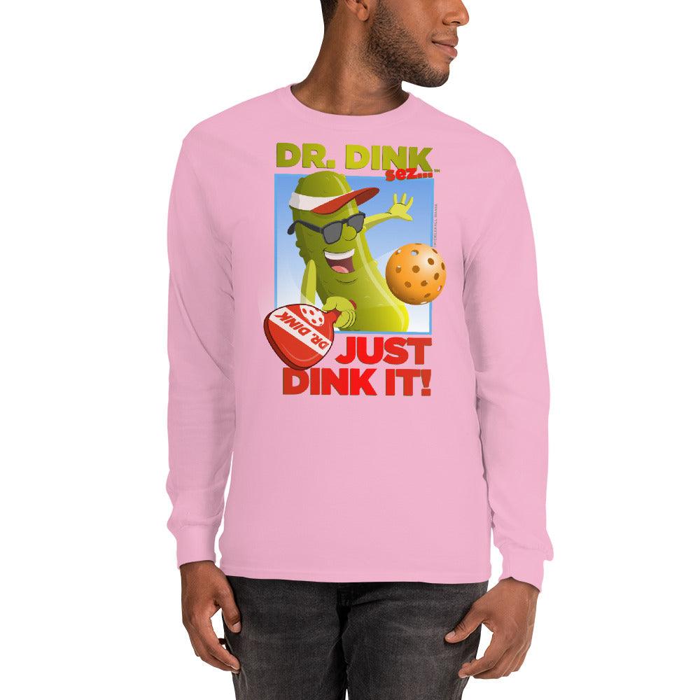 100% Cotton Long Sleeve Pickleball T-Shirt - "Just Dink It!" - DocDink.com