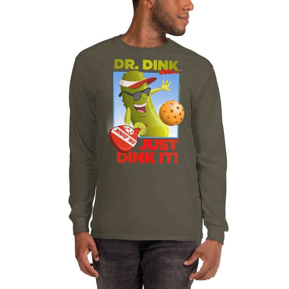 100% Cotton Long Sleeve Pickleball T-Shirt - "Just Dink It!" - DocDink.com