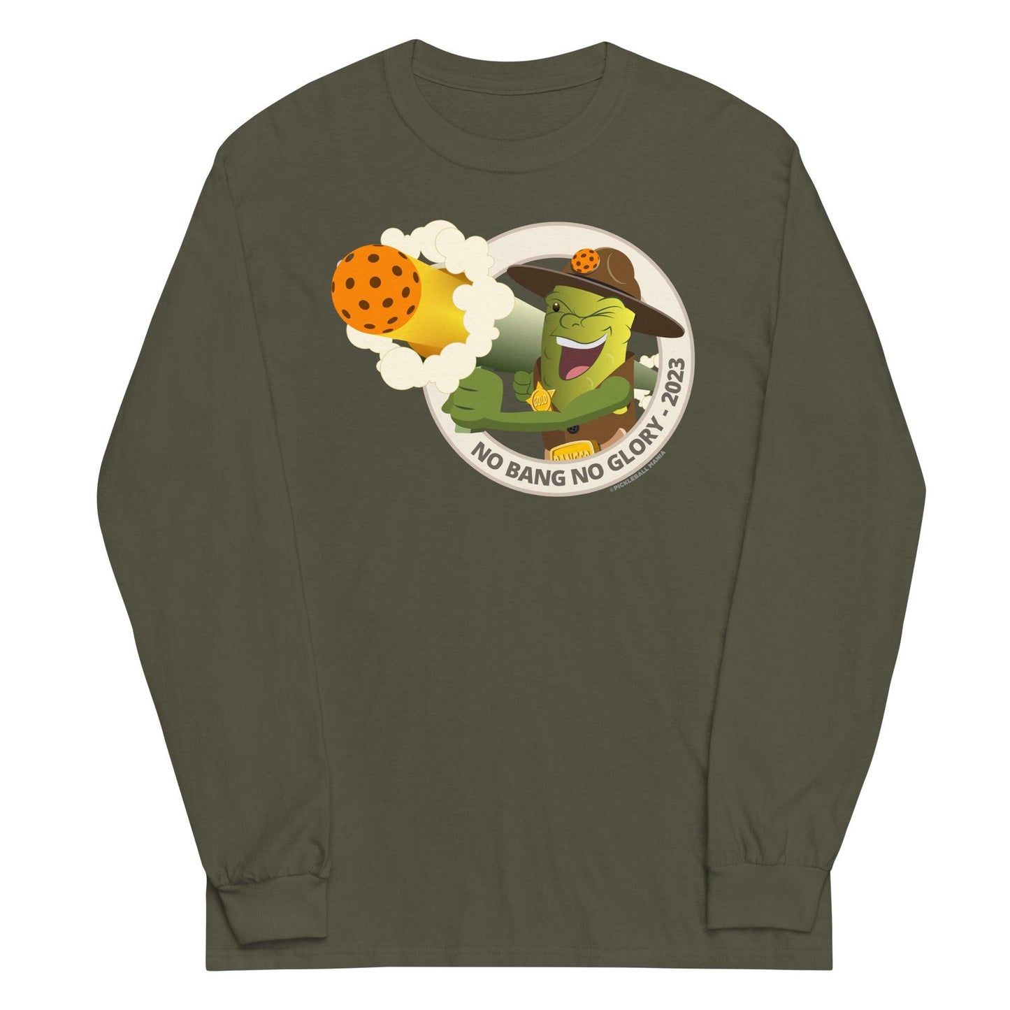 100% Cotton Long Sleeve Pickleball T-Shirt - "No Bang, No Glory" - DocDink.com