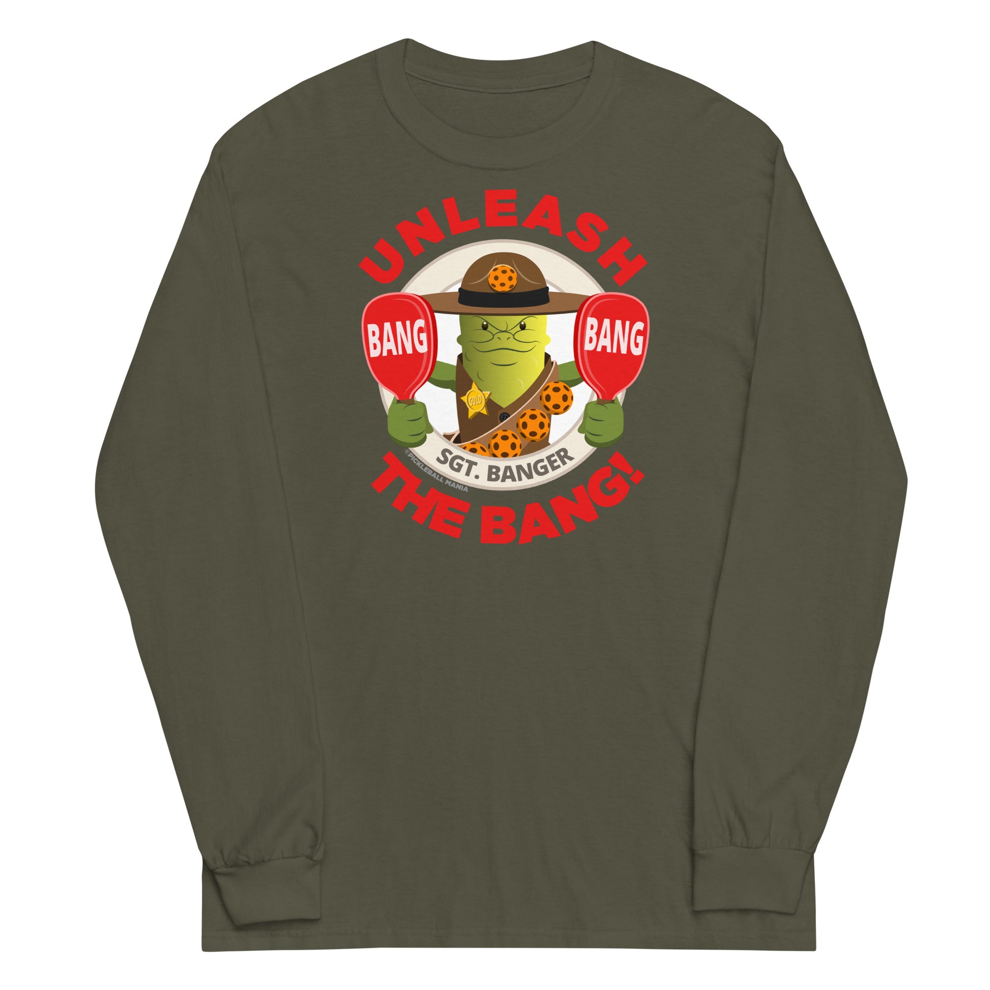 100% Cotton Long Sleeve Pickleball T-Shirt - "Unleash the Bang!" - DocDink.com