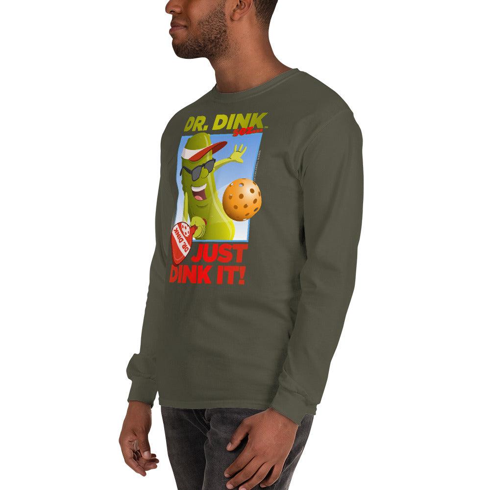 100% Cotton Long Sleeve Pickleball T-Shirt - "Just Dink It!" - DocDink.com