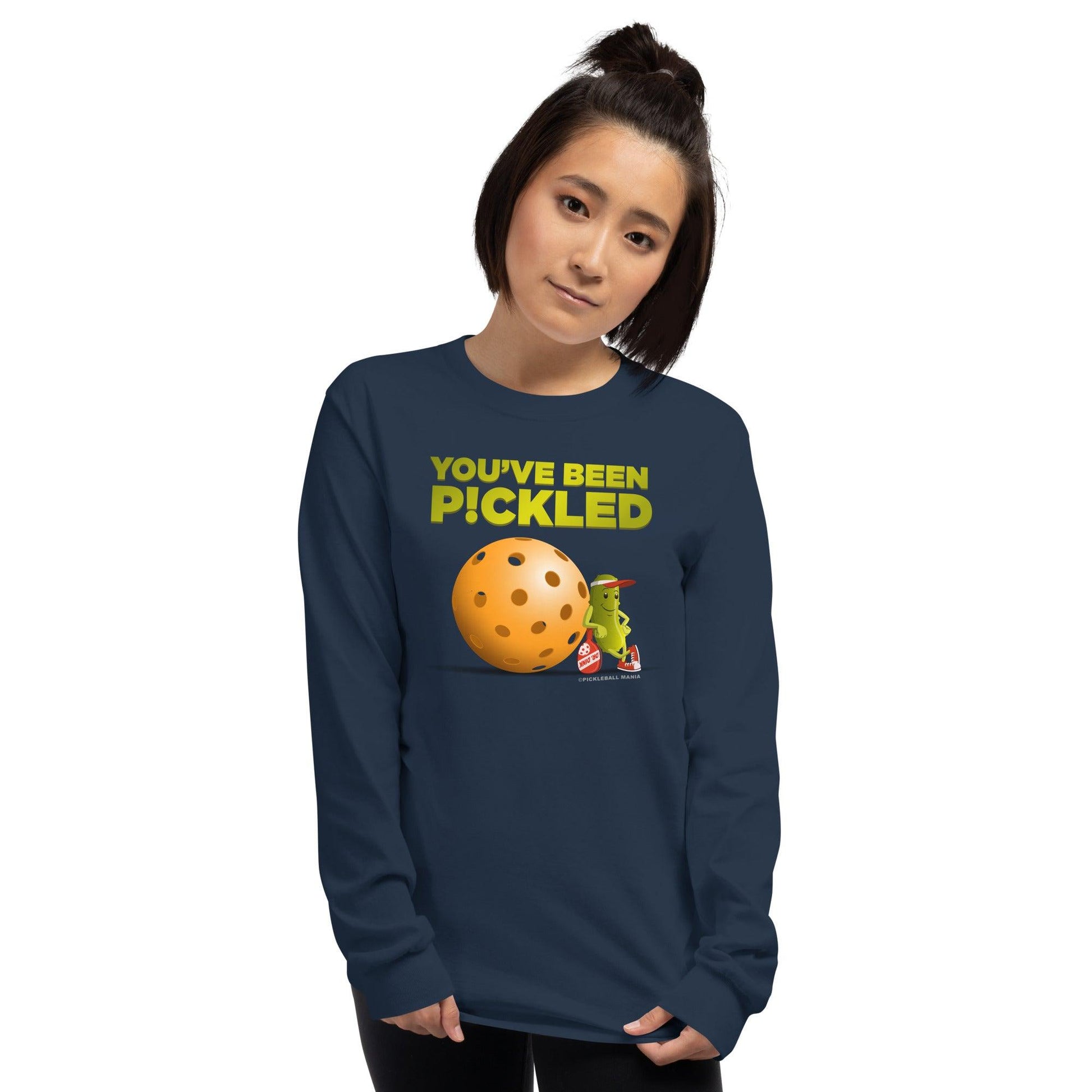 100% Cotton Long Sleeve Pickleball T-Shirt - "You've been Pickled!" - DocDink.com