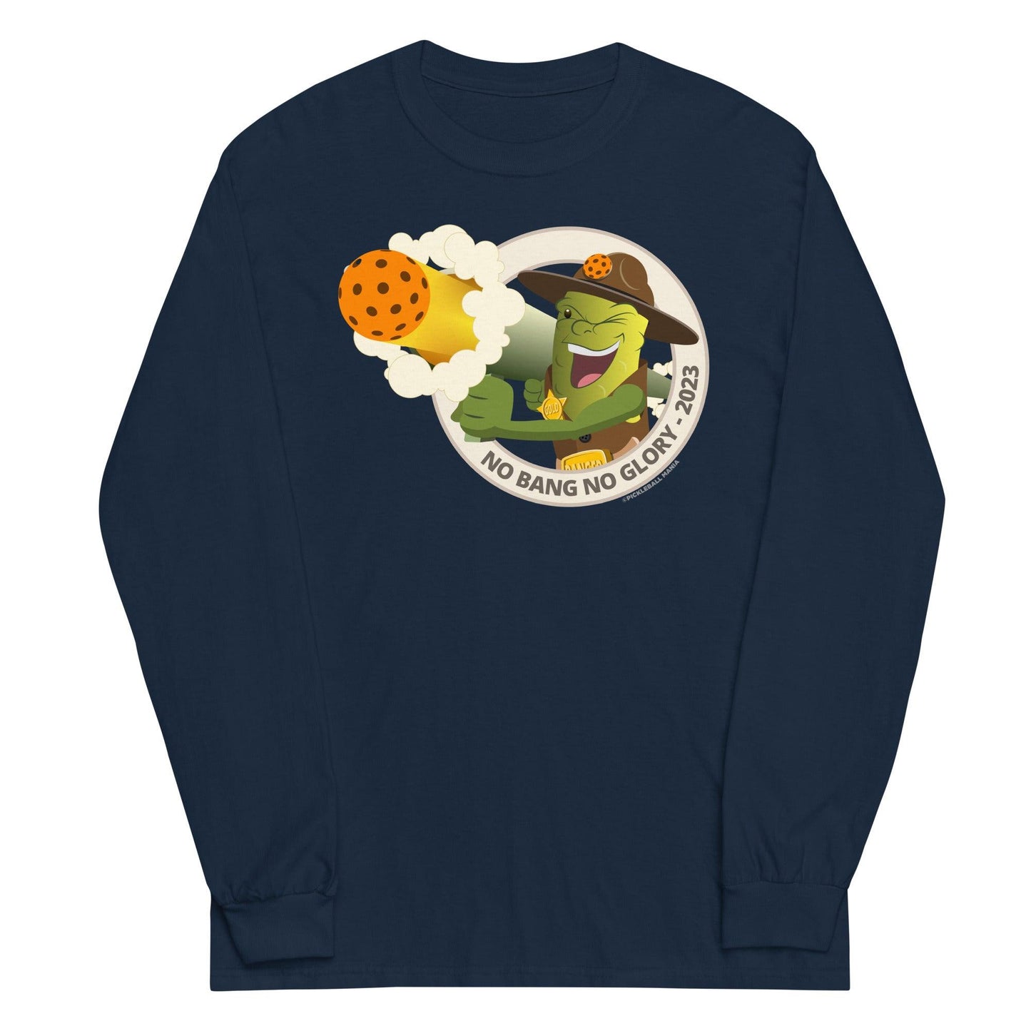 100% Cotton Long Sleeve Pickleball T-Shirt - "No Bang, No Glory" - DocDink.com