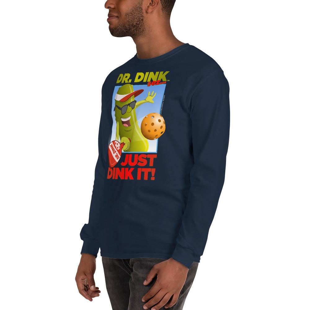 100% Cotton Long Sleeve Pickleball T-Shirt - "Just Dink It!" - DocDink.com