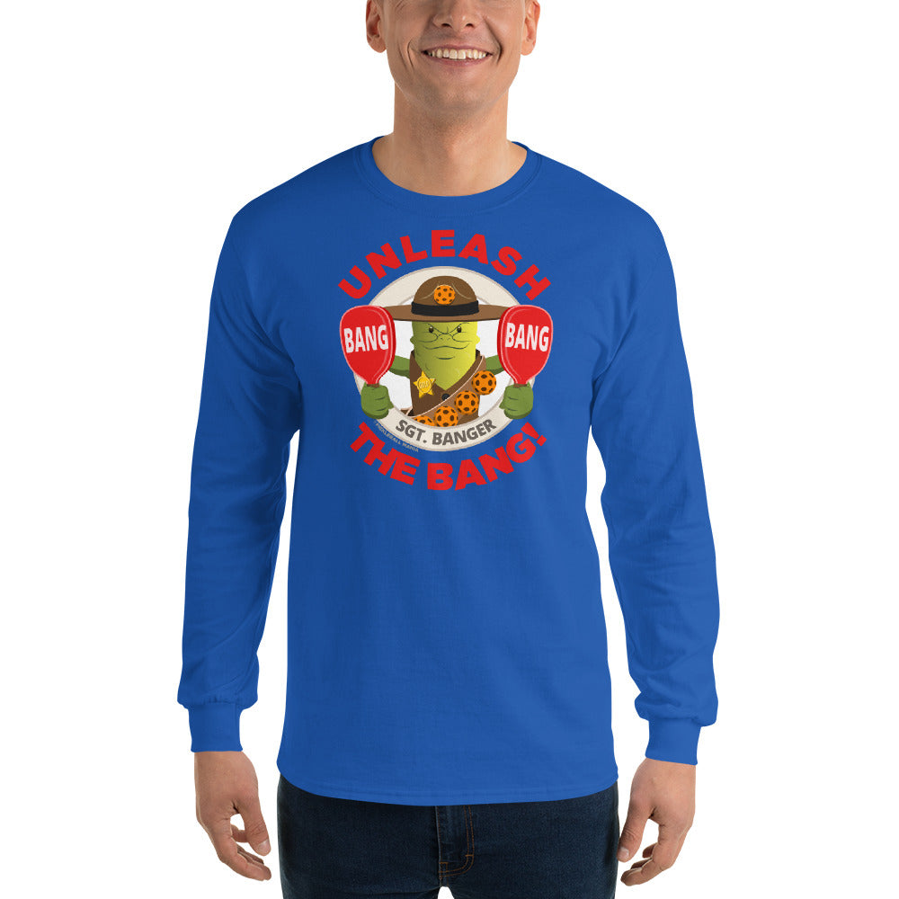 100% Cotton Long Sleeve Pickleball T-Shirt - "Unleash the Bang!" - DocDink.com