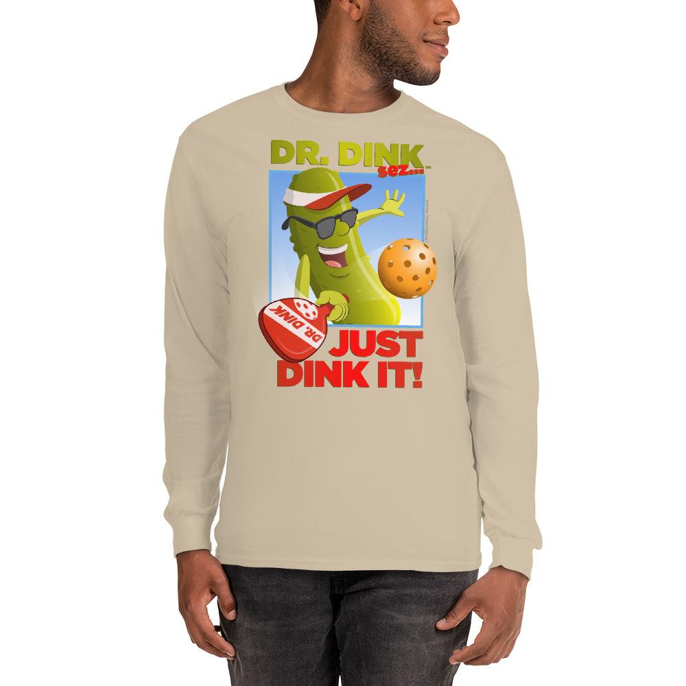 100% Cotton Long Sleeve Pickleball T-Shirt - "Just Dink It!" - DocDink.com