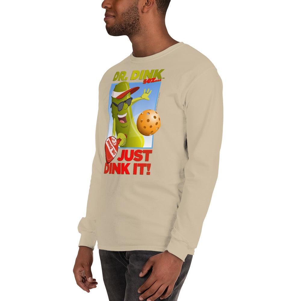 100% Cotton Long Sleeve Pickleball T-Shirt - "Just Dink It!" - DocDink.com