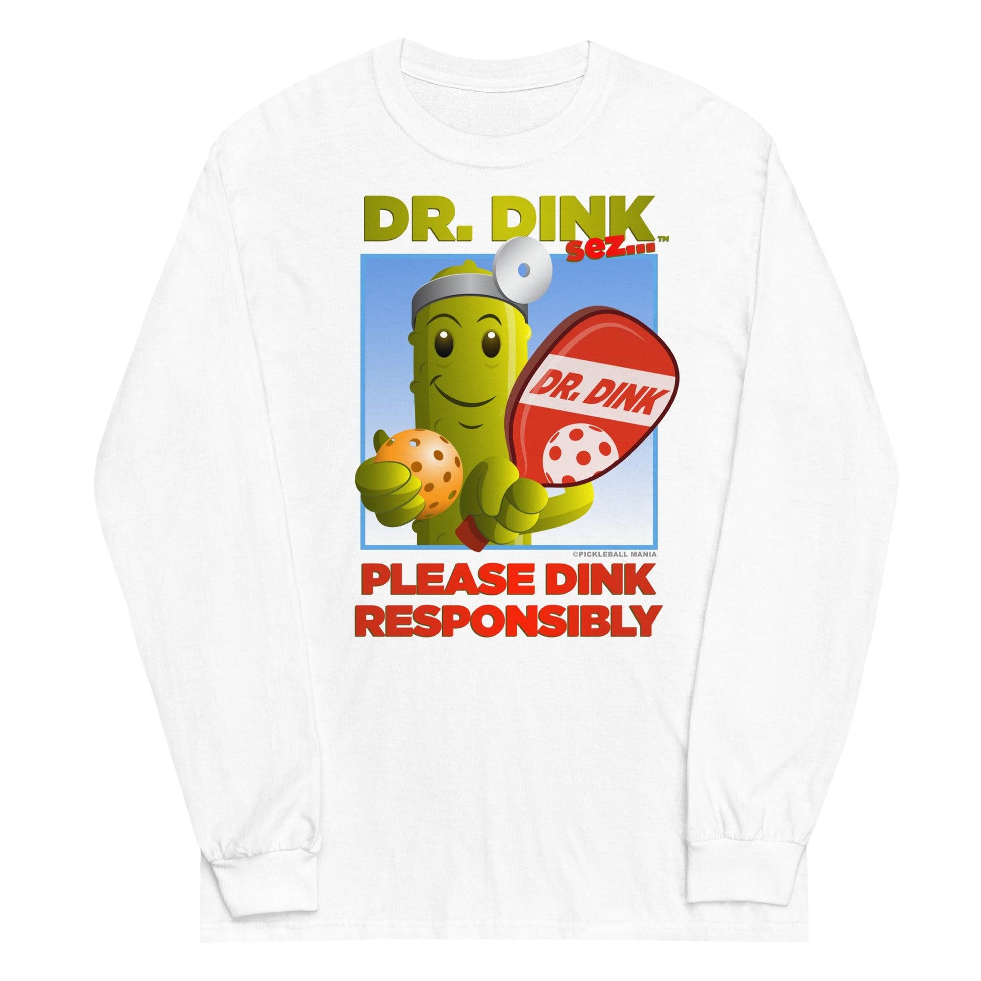 100% Cotton Long Sleeve Pickleball T-Shirt - "Please Dink Responsibly!" - DocDink.com