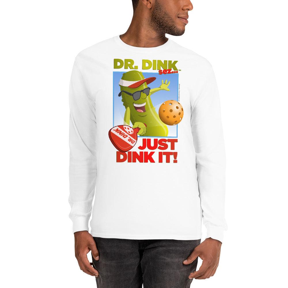 100% Cotton Long Sleeve Pickleball T-Shirt - "Just Dink It!" - DocDink.com