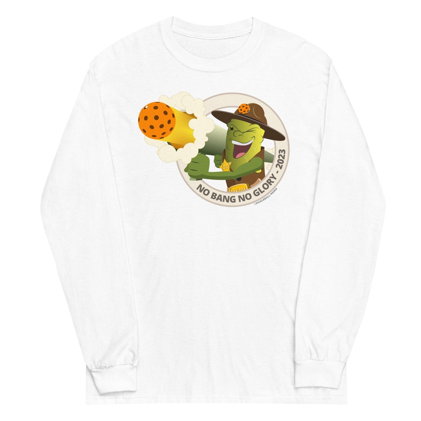 100% Cotton Long Sleeve Pickleball T-Shirt - "No Bang, No Glory" - DocDink.com