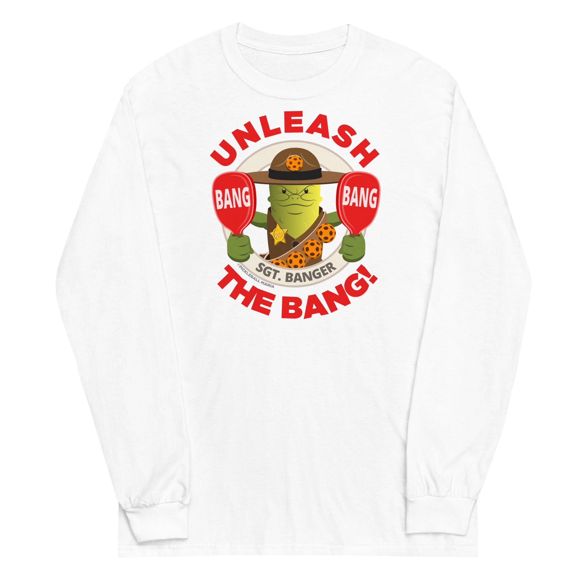 100% Cotton Long Sleeve Pickleball T-Shirt - "Unleash the Bang!" - DocDink.com